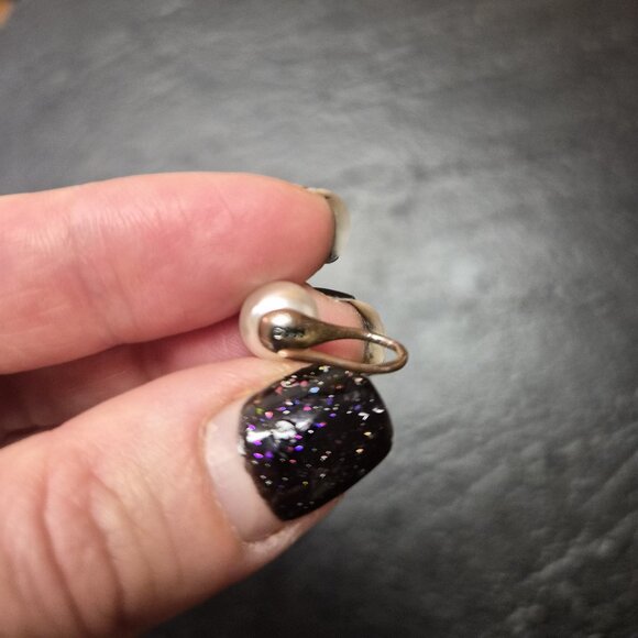 S999 Fine Silver & Button Pearl Earrings Small Vintage Hooks Kids Jewelry Dainty - Picture 5 of 6